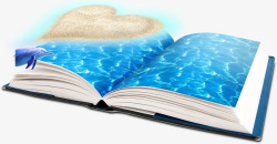 创意海洋书本沙滩素材