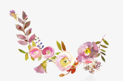 手绘粉色花卉花草插画素材