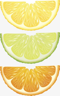 橙黄绿色美味的水果柠檬片卡通素材