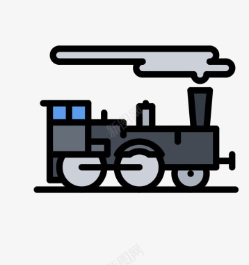 灰色火车西部图标图标