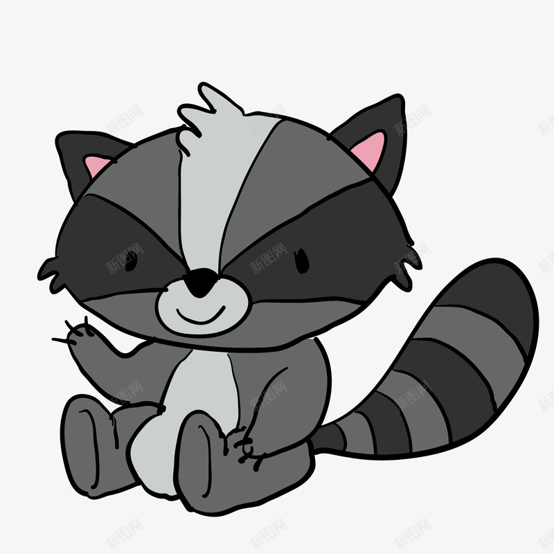 灰色条纹小狸猫简图png免抠素材_88icon https://88icon.com 动物 卡通 可爱的 尾巴 手绘图 狸猫 眼睛