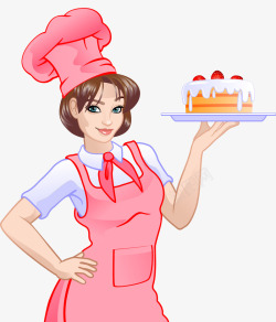 粉色烘焙师粉色卡通烘焙师女孩矢量图高清图片