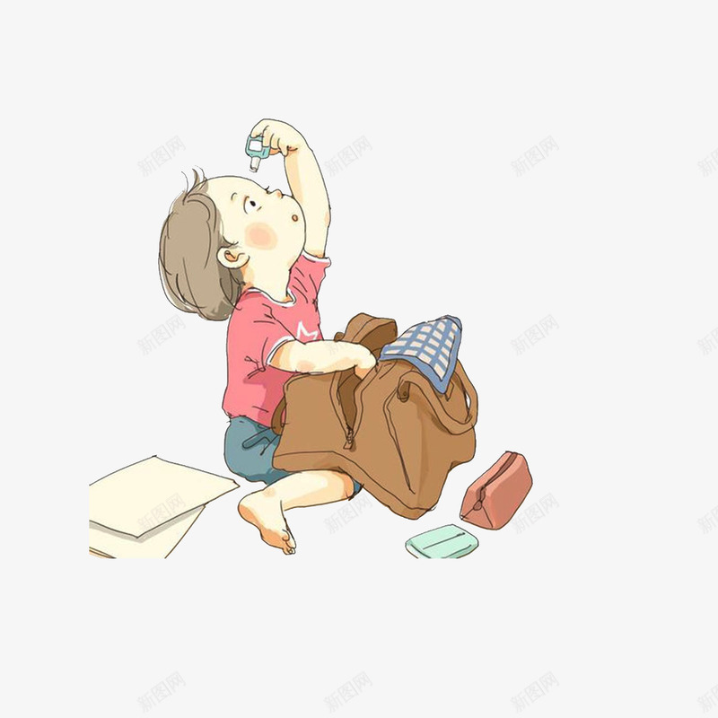 从书包拿出滴眼液的小女孩png免抠素材_88icon https://88icon.com 书本 卡通插画 在滴眼睛的小女孩 文具包 背书包小孩