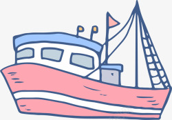 儿童手绘粉色轮船素材