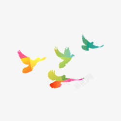 扁平化和平鸽彩色扁平化飞翔的和平鸽高清图片