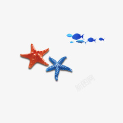 海星蓝色小鱼素材