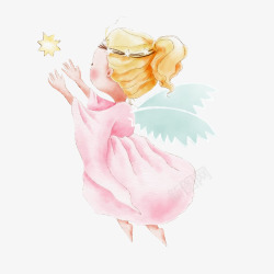 粉黄色飞翔的天使矢量图素材