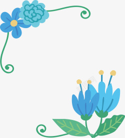 蓝色花朵标题框矢量图素材