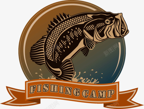 运动种类标志钓鱼俱乐部标签图标图标