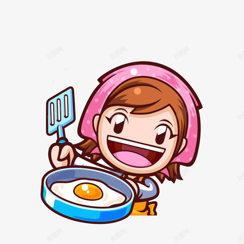 卡通煎鸡蛋女孩png免抠素材_88icon https://88icon.com 做早餐 卡通厨娘 卡通女孩 厨娘 煎鸡蛋