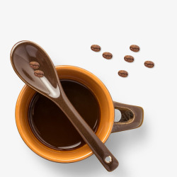 陶瓷勺子咖啡杯实物psd样机高清图片