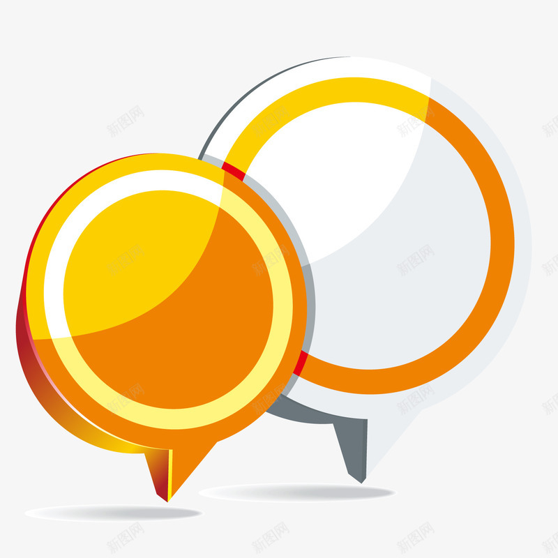 一个白色和一个橙色的对话框矢量图ai免抠素材_88icon https://88icon.com 3D 卡通对话框 对话框 标签 矢量对话框 话框 语言框 矢量图