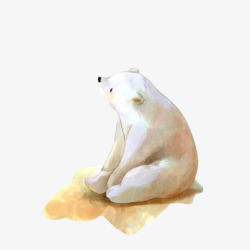 北极熊发呆手绘片素材