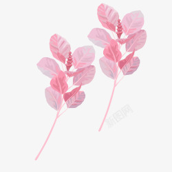 粉色手绘树叶简图素材