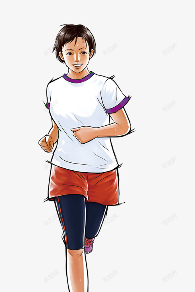 手绘可爱人物插画跑步健身的女孩png免抠素材_88icon https://88icon.com 人物插图 人物插画 健身 可爱 女孩 手绘 跑步