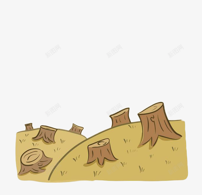手绘黄色沙地上的枯树桩png免抠素材_88icon https://88icon.com 干枯 手绘 枯树 枯树根 枯树桩 树木 树根 树桩 植物 沙地 黄色