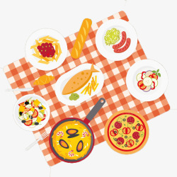 橙色桌布橙色桌布上的食物高清图片