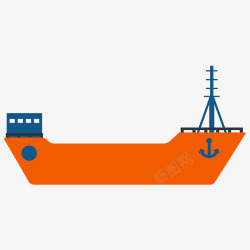 橙色渔船橙蓝色的渔船矢量图高清图片