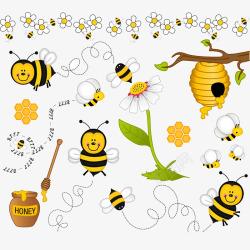 花丛飞翔的蜜蜂素材
