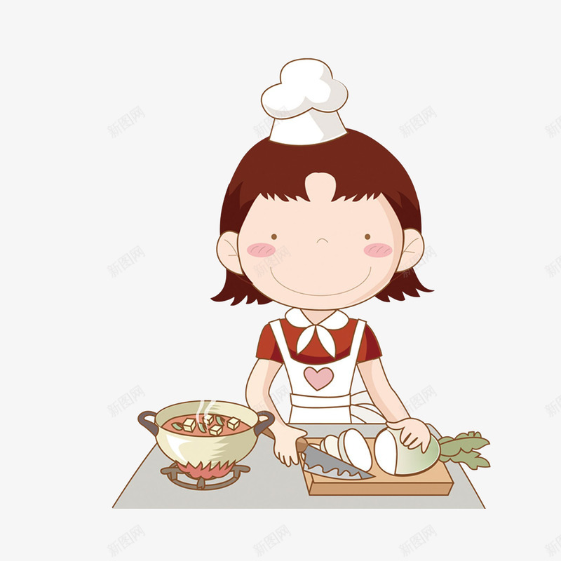 卡通厨房烧菜的厨娘png免抠素材_88icon https://88icon.com 切萝卜 卡通厨娘 厨娘 女厨师 女孩 煮萝卜汤