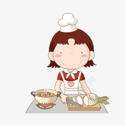 卡通厨娘卡通厨房烧菜的厨娘高清图片