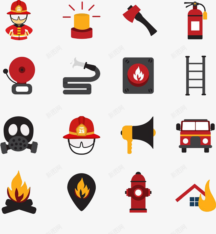 时尚精美潮流创意简约几何图案消png免抠素材_88icon https://88icon.com 晒水车 消防 消防员 火