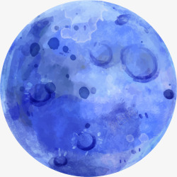 人类月球日手绘蓝色月球素材