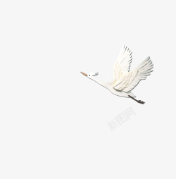 创意手绘白色飞翔的仙鹤素材