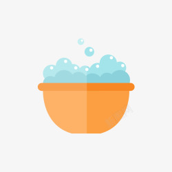 橙色澡盆和蓝色泡泡矢量图素材