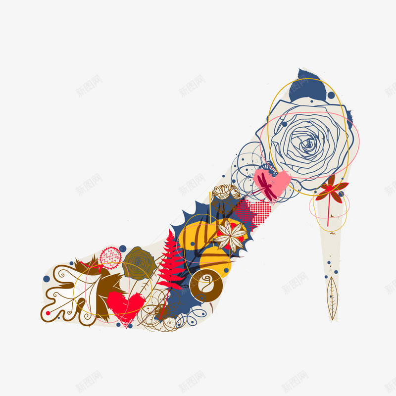 潮流花朵高跟鞋纹样png免抠素材_88icon https://88icon.com 矢量潮流高跟鞋纹样花卉花朵时尚划痕底纹