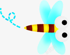 创意卡通扁平飞翔的小蜻蜓素材