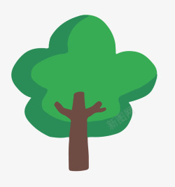 手绘卡通绿色大树简图素材