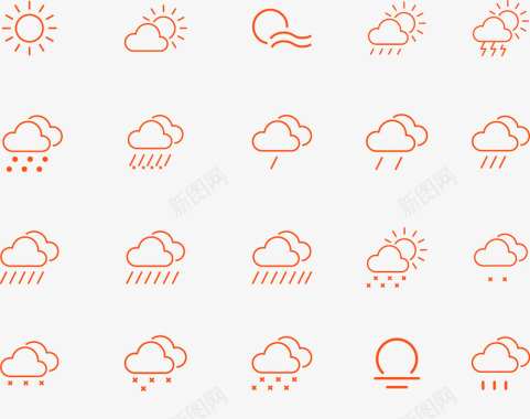 简单版的橙色天气图标图标