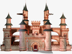 橙色简约城堡装饰图案素材
