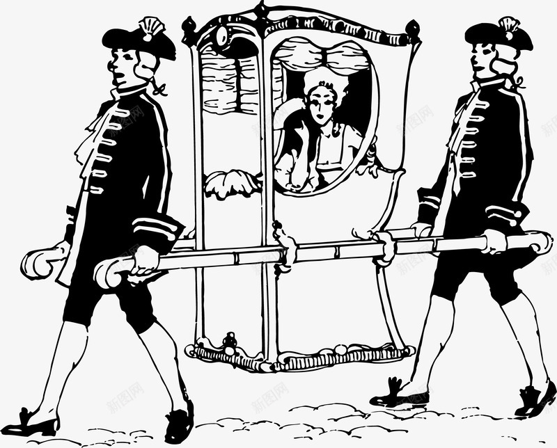 抬轿矢量图ai免抠素材_88icon https://88icon.com 人物 免费矢量下载 复古 抬轿 绘画 美女 轿子 矢量图