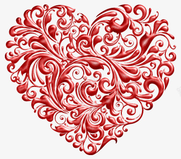 红色花纹桃心png免抠素材_88icon https://88icon.com 爱心 红色桃心 花纹桃心