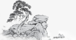 中国风树木水墨画高清图片