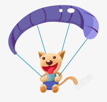 降落伞儿童开心飞翔素材