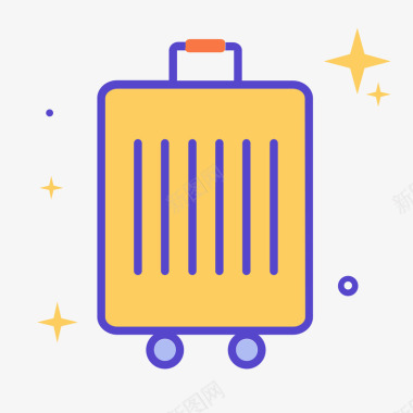 新年纹理黄色手绘圆角行李箱元素图标图标