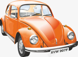 卡通手绘橙色甲壳虫汽车素材