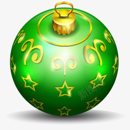 圣诞节彩球绿色图标图标
