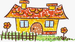 儿童房子水彩画矢量图素材