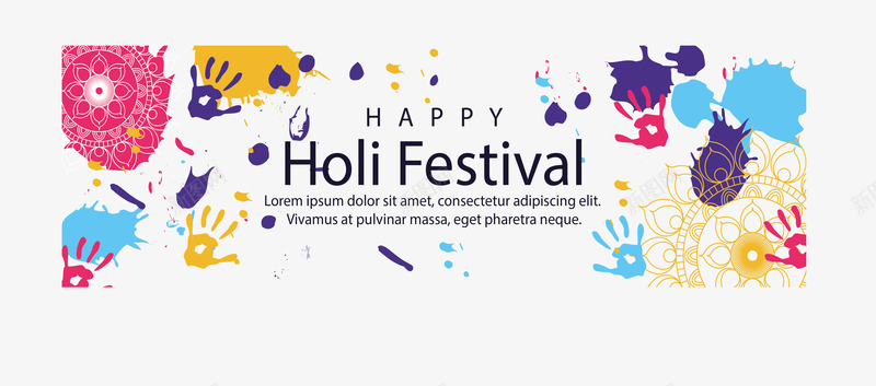 印度泼彩节五彩手印矢量图ai免抠素材_88icon https://88icon.com 五彩手印 手印 泼彩节 矢量png 节日横幅 霍利节 矢量图