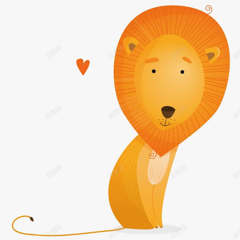 橙色动物手绘矢量图ai免抠素材_88icon https://88icon.com 动物 卡通 呆萌 微笑 手绘 爱心 狮子 简单 矢量图