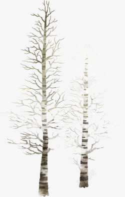 扁平手绘彩绘森林树木素材