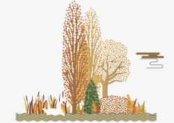秋季树木装饰矢量图素材