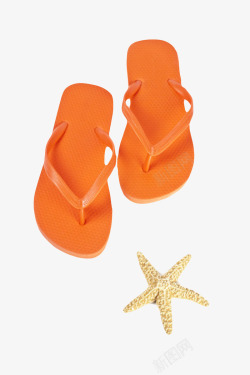 橙色不易吸水的简约的海边沙滩鞋素材