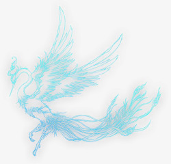 飞翔的鸟蓝色鸟魔幻手绘素材