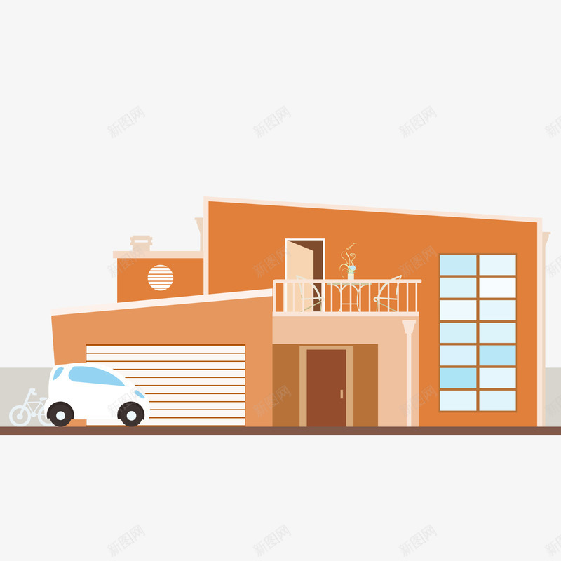 卡通橙色的房屋矢量图ai免抠素材_88icon https://88icon.com 卡通 房屋设计 扁平化 橙色 私人住宅 矢量图