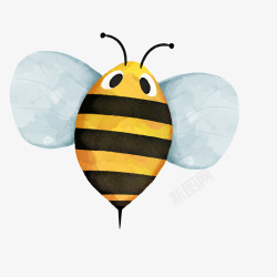 黄黑色飞翔的卡通蜜蜂矢量图素材